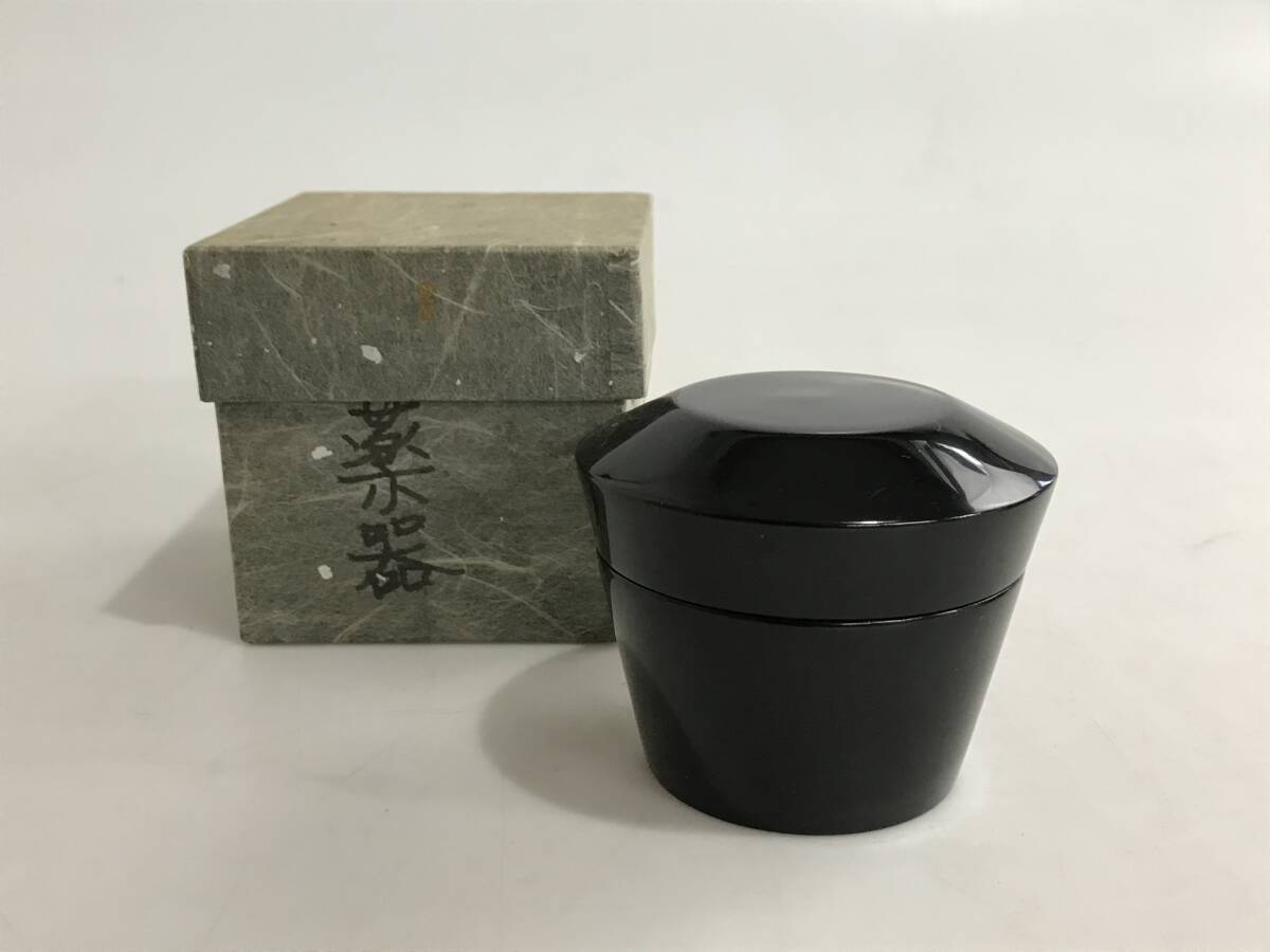  HG6043 木製漆器 薬器 棗 茶入れ 黒塗 茶器 茶道具 漆芸 伝統工芸 工芸品 茶道 _画像1