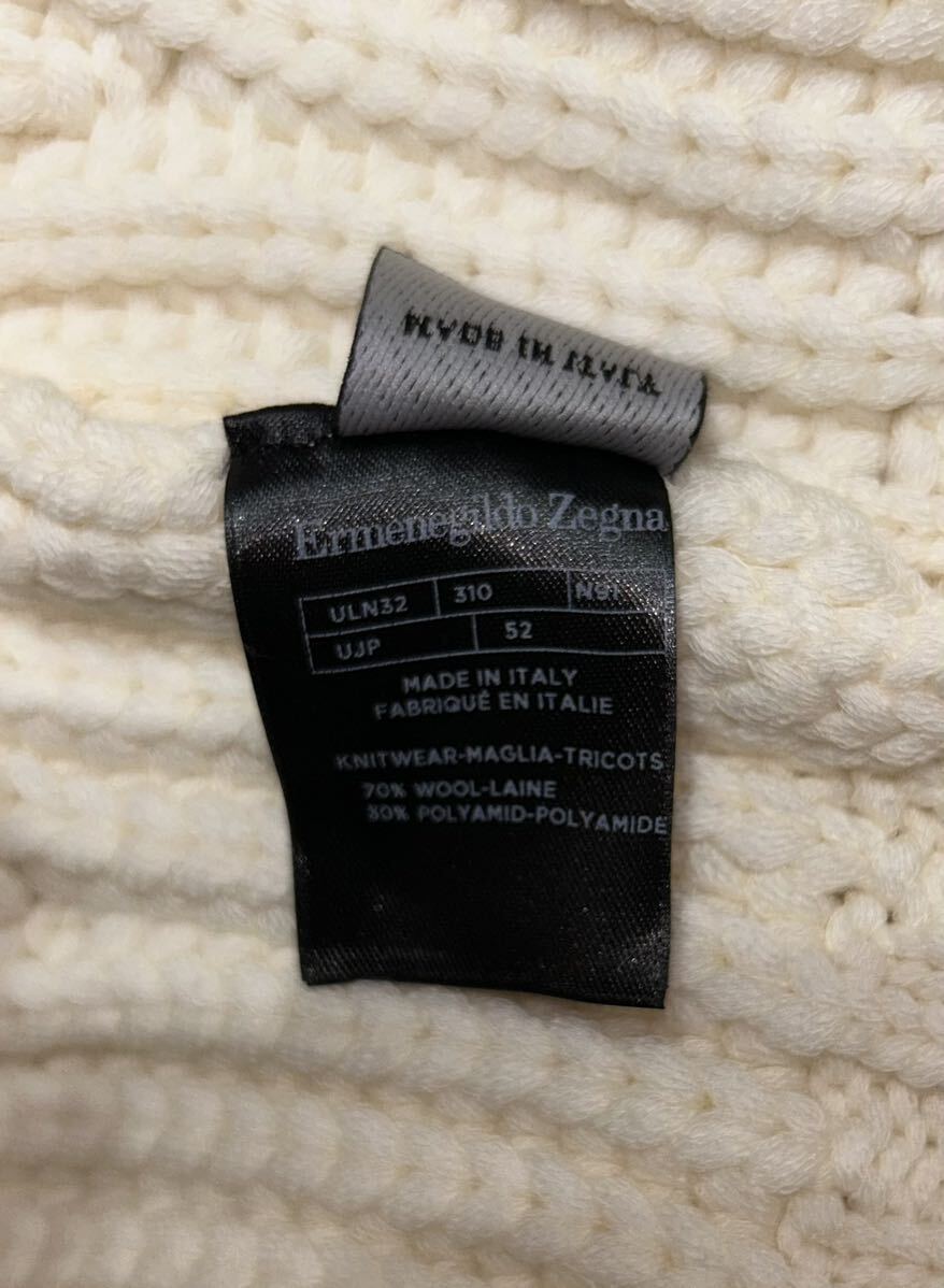  прекрасный товар близко год модели Ermenegildo Zegna low gauge шерсть .. вязаный свитер "теплый" белый 52 Ermenegildo Zegna 