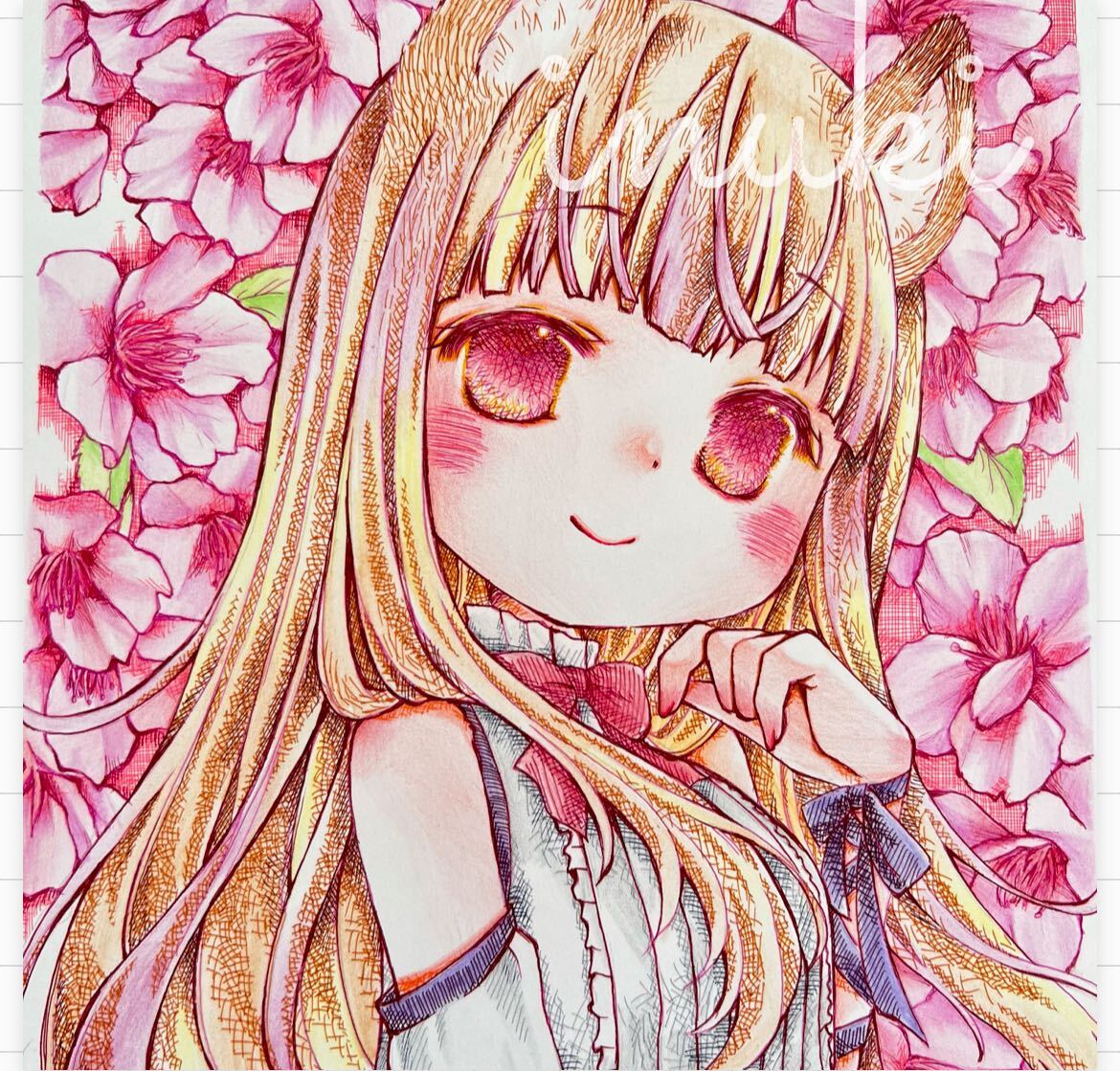 桜＊手描きイラスト オリジナル イラスト　原画_画像1