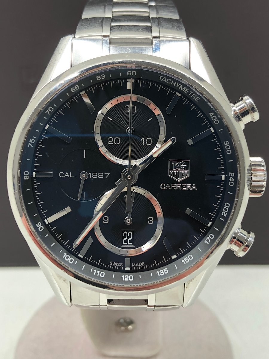 稼動品 TAGHEUER タグホイヤー WN2110 BA0724 カレラ 黒文字盤 メンズ 自動巻き 一部難ありの画像1