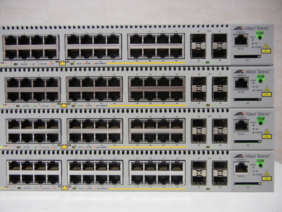 {}[ used ]4 pcs SET Allied Telesis AT-SH230-28GPre year 2plus Giga bit * intelligent PoE+ switch the first period .