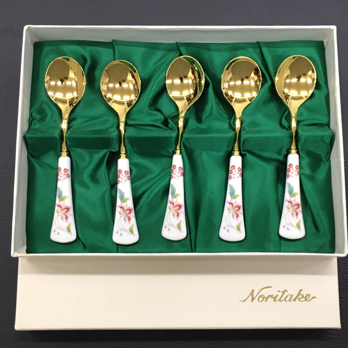 オールドノリタケ christine スプーン メッキ Noritake ノリタケ ティースプーン 5PC メッキ ゴールド 花更紗