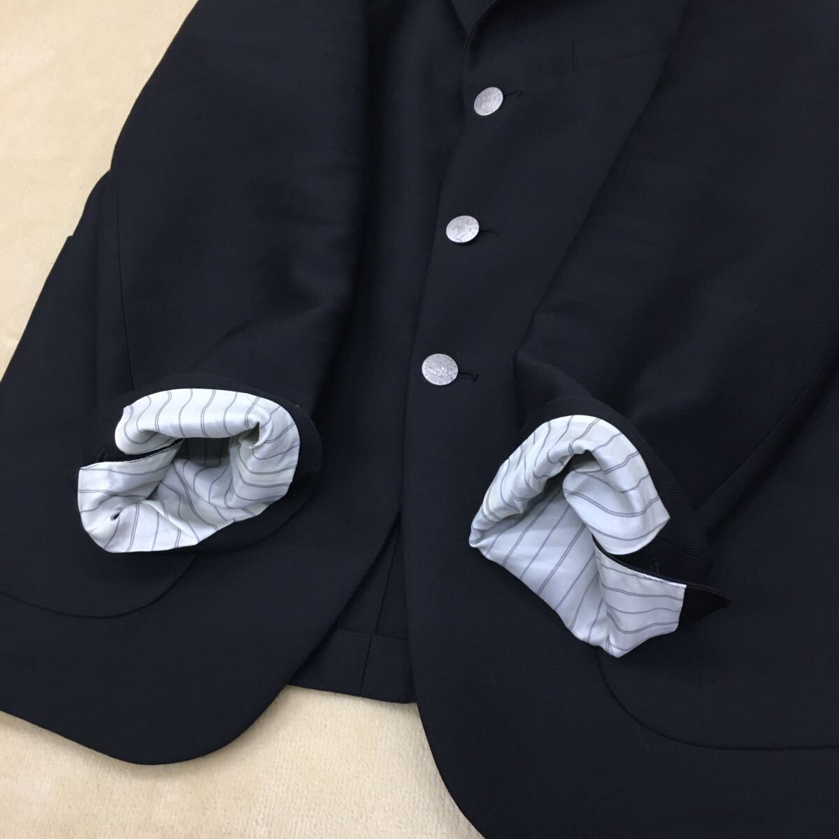 MORLES モアレス 洋服の青山 リネンブレンド サマージャケット クール ブレザー シングル 背抜き メタルボタン メンズ サイズM_画像5