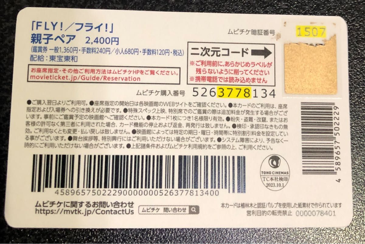 FLY使用済みムビチケ＆キーホルダー2個セット