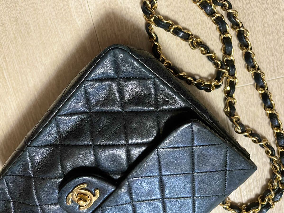 1000円~！正規品 シャネル CHANEL ミニマトラッセ ラムスキン チェーンショルダーバッグ ココマーク ヴィンテージ シリアルシール カード有_画像3