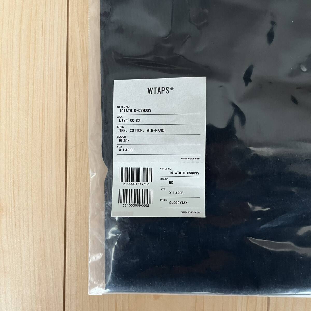 新品 外袋 タグ 欠品無 XL WTAPS MIN-NANO MAXE. DESIGN 03 S/S Tシャツ ブラック 黒 19SS ミンナノ ダブルタップスの画像3