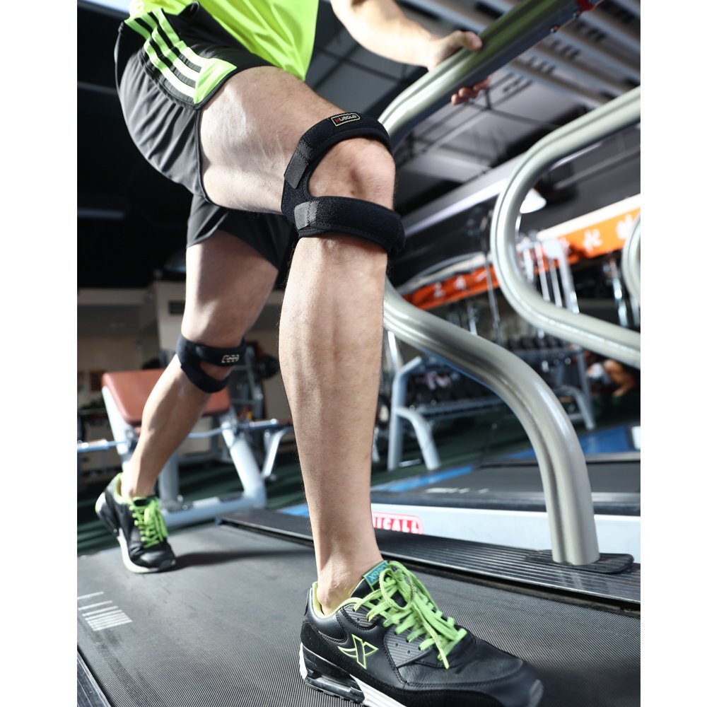 HUEGLO 膝サポーター 膝バンド 膝固定 運動 ランニング フリーサイズ 左右兼用 1個入り ブラック_画像6