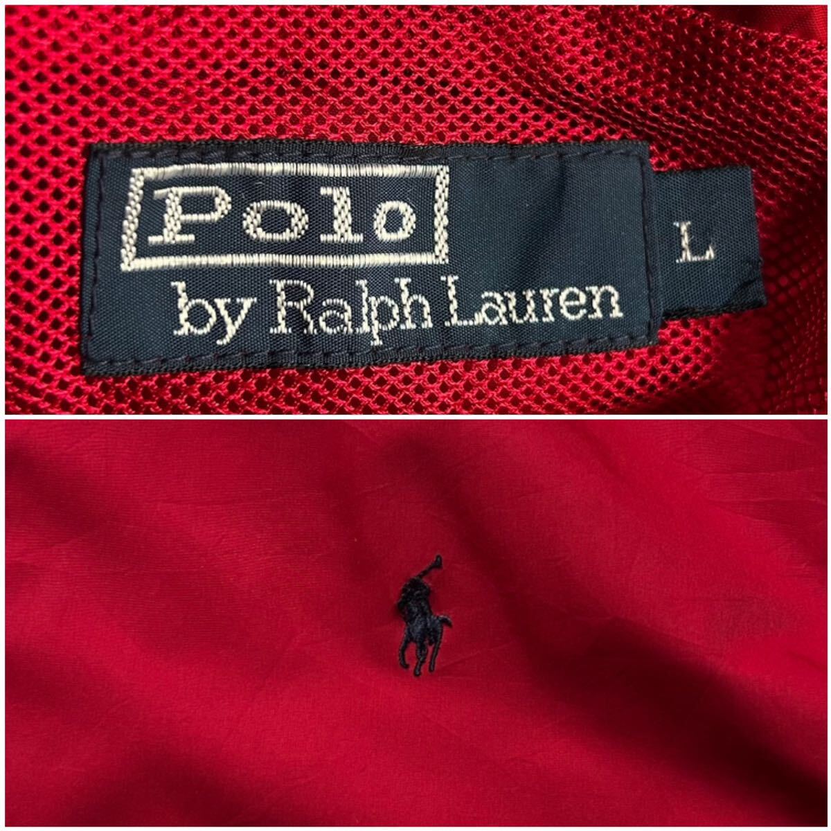 Polo Ralph Lauren ポロ ラルフローレン ジャケット レッド 赤 Lサイズ シェル ポニー 刺繍 フリース ドローコード スウィングトップ_画像9