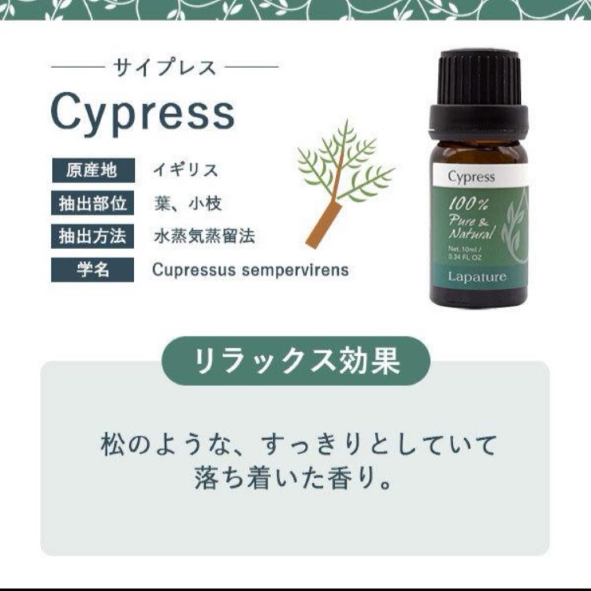 サイプレスエッセンシャルオイル10ml 精油100%pure バランス・集中力・落ち着き同梱1本・1セット150円引き致します。