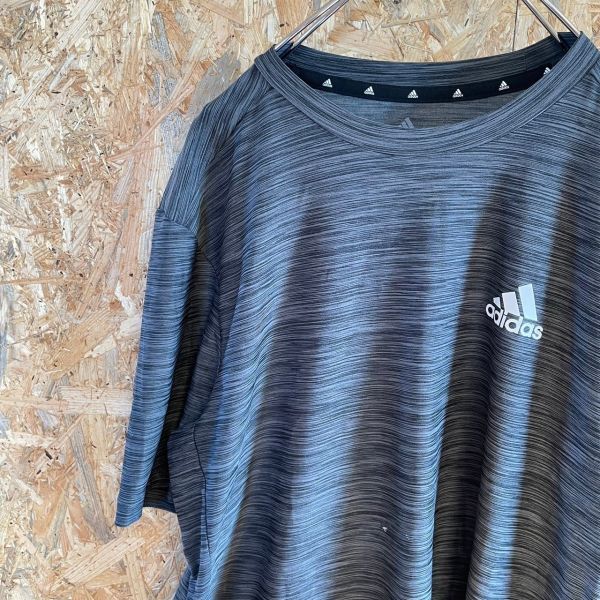 [KWT5019] adidas アディダス 半袖Tシャツ メンズ チャコールグレー XL ポス_画像1