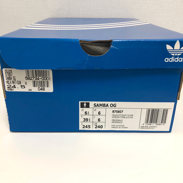 新品タグ付き・未使用【adidas アディダス】SAMBA OG サンバ OG BLK/WHT/GUM　サンバOG　ブラック黒　24.5㎝　ローカットスニーカー_画像8