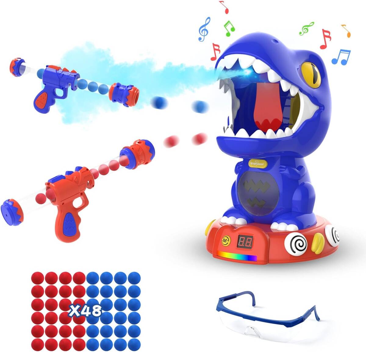 ブルー おもちゃ 的あて 男の子 恐竜 ポッパーガン シューティング EagleStone 室内ゲーム 移動射撃ターゲット 噴霧