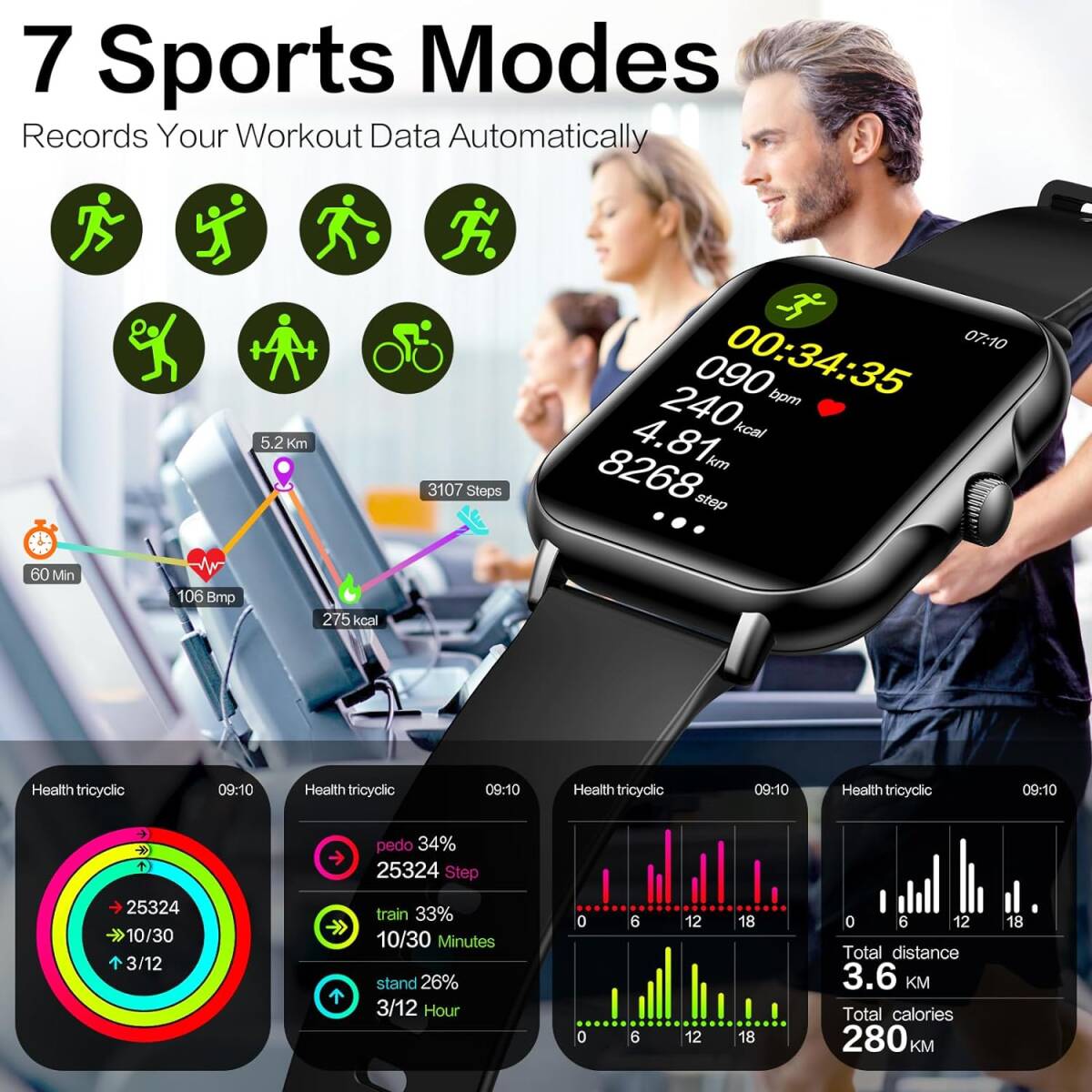  smart watch s wipe operation smart watch sleeping measurement IP68 waterproof sport watch action amount total telephone arrival etc. notification wristwatch .