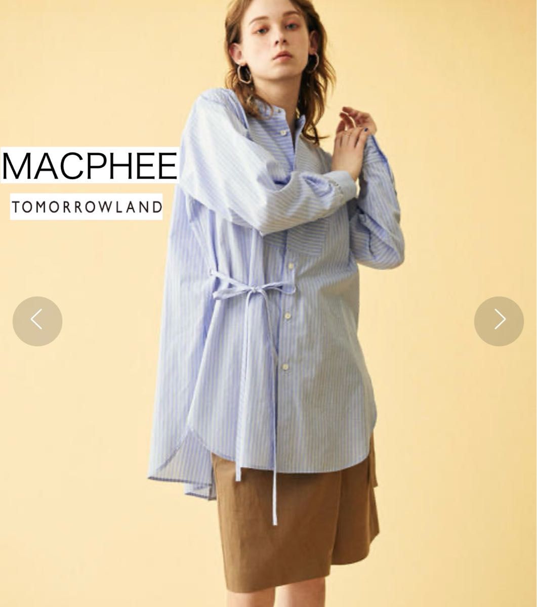 MACPHEE TOMORROWLANDコットンストライプ オーバーラップシャツ