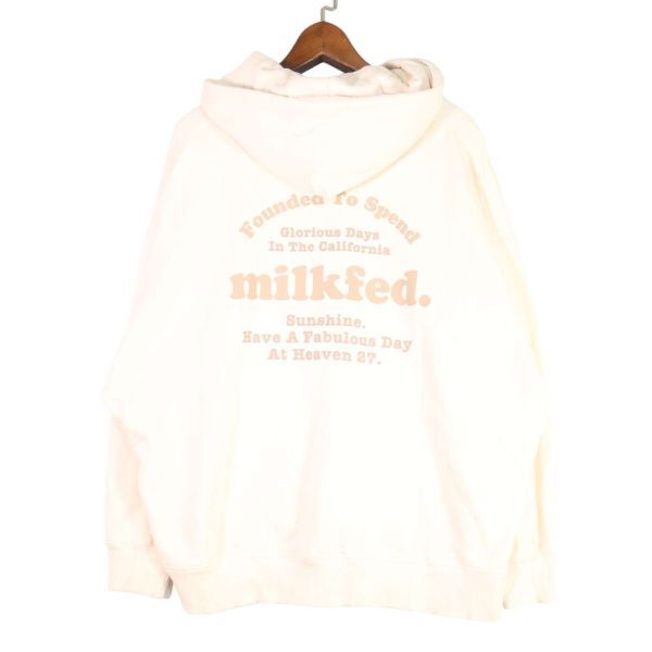 MILKFED ミルクフェド 秋冬 プリント スウェット 裏起毛★ フーディー プルオーバー パーカー Sz.ONE SIZE　レディース 白　E4T00364_2#H_画像4