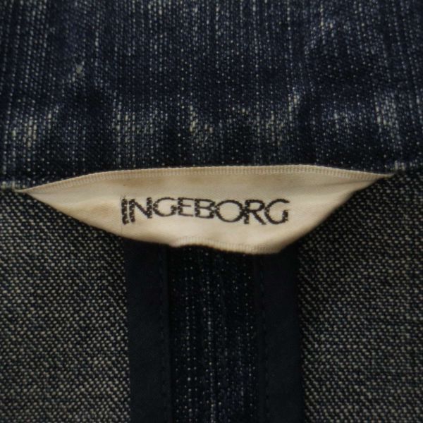 INGEBORG インゲボルグ 通年 USED加工★ 刺繍 ストレッチ デニム テーラード ジャケット Sz.M　レディース　E4T00502_3#O_画像5