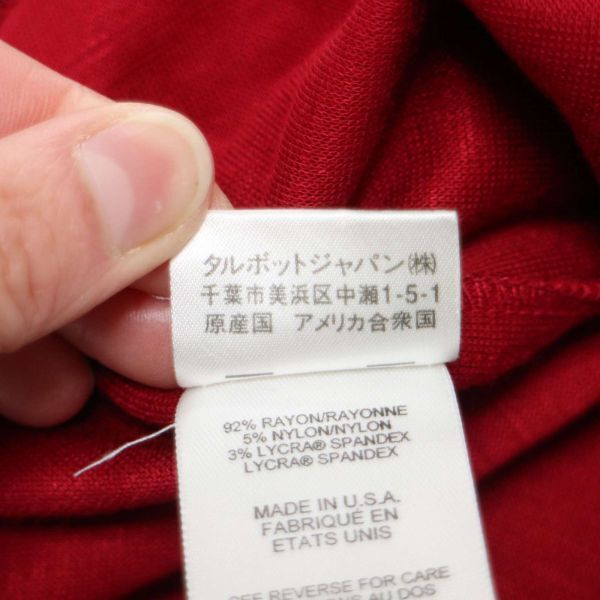 米国製★ TALBOTS タルボット 春夏 ７分袖 レイヤード風★ カットソー Tシャツ Sz.S　レディース 赤 × 黒　E4T00537_3#F_画像6