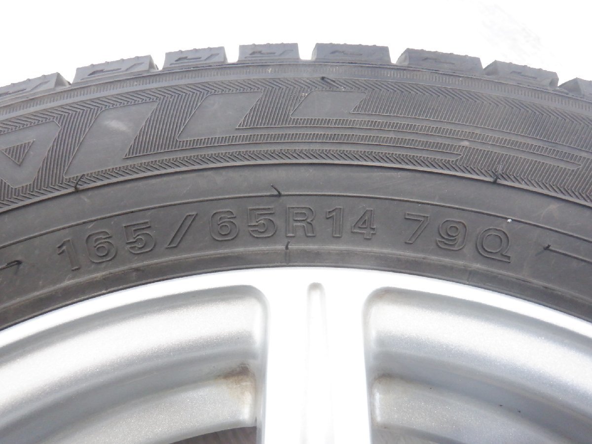 ☆20年製 山あり☆ 4H 100 4.5J +43 14インチ 社外品 アルミホイール 冬用 スタッドレス タイヤ 165/65R14 DUNLOP 4本_画像6