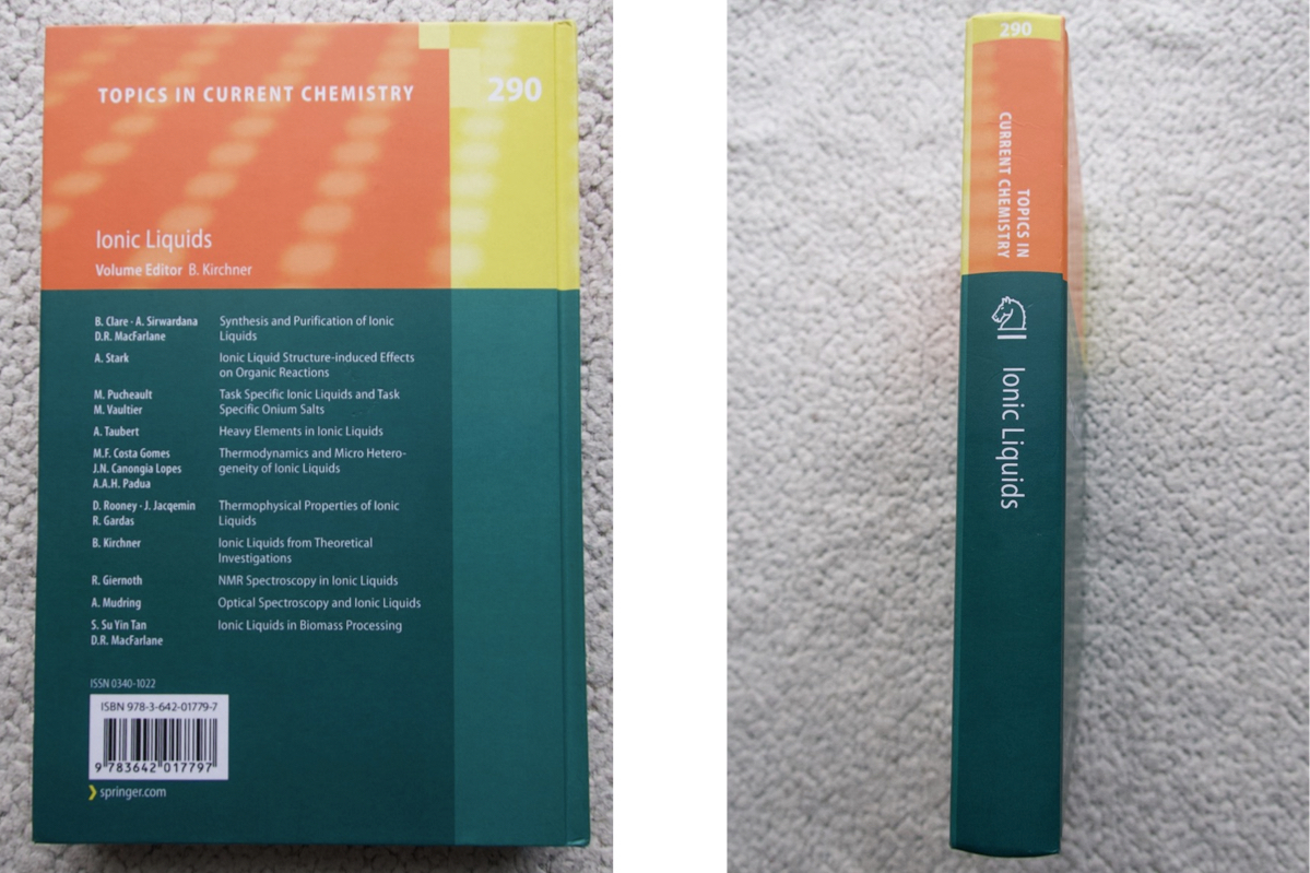 Topics in Current Chemistry290 Ionic Liquids (Springer) 洋書 Topics in Current Chemistry290 Ionic Liquids (Springer) 洋書