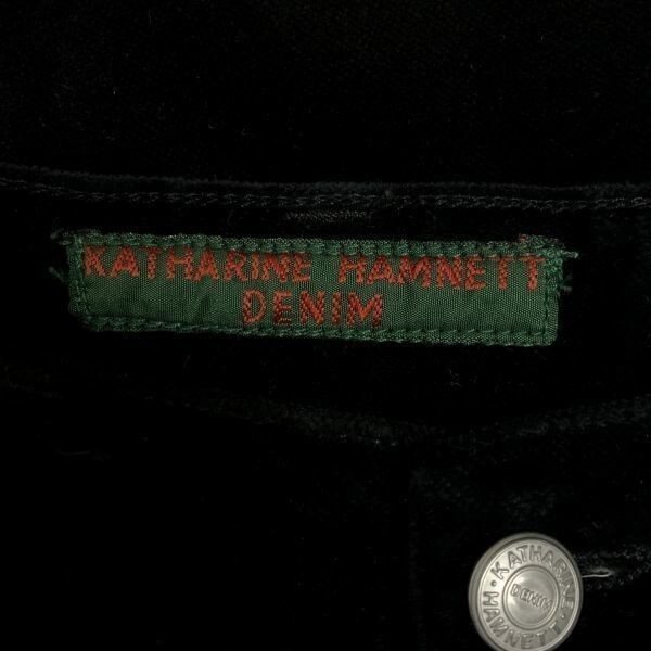 Katharine Hamnett Denim 1990s первый период Италия производства bell спальное место брюки велюр черный Katharine Hamnett Denim 