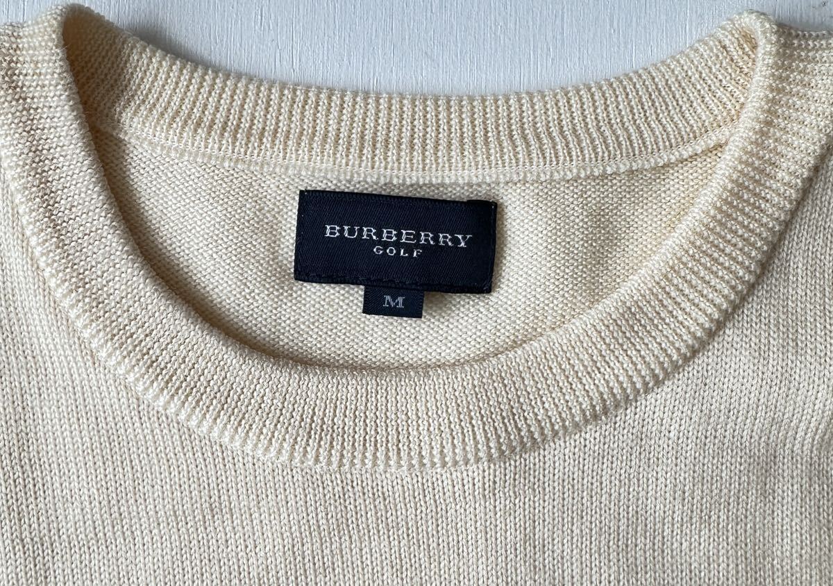 訳あり BURBERRY GOLF バーバリーゴルフ セーター ニット 長袖 ニットセーター レディース ゴルフ アイボリー ホースロゴ 刺繍 _画像5