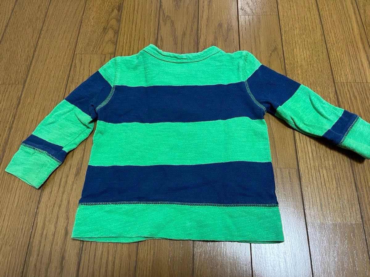 ☆baby Gap ベビーギャップ　長袖　シャツ　カットソー　ロンT ボーダー 緑　グリーン　12-18months☆