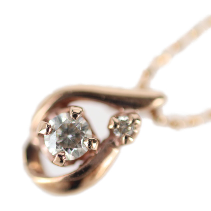美品 KUMIKYOKU 組曲 デザインネックレス ネックレス K10ピンクゴールド ダイヤモンド 0.1ct PG ペンダント【本物保証】_画像5
