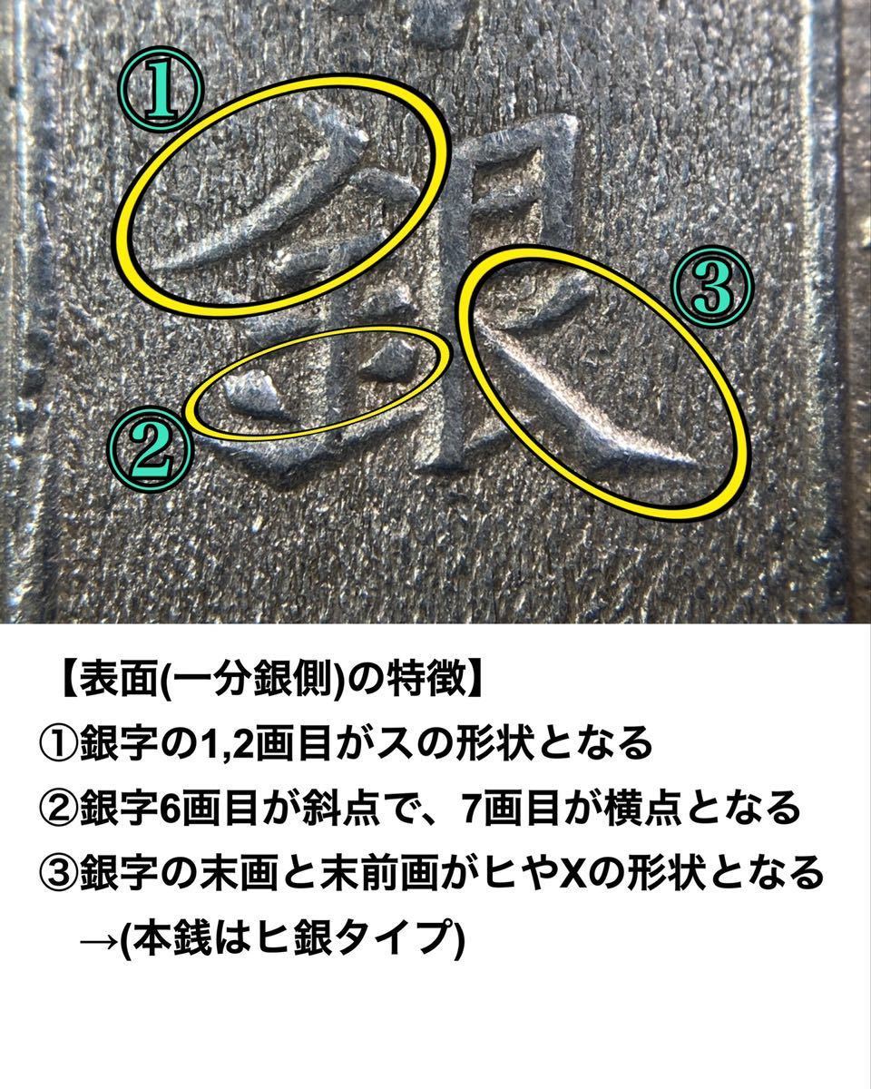 I、古銭 【安政一分銀】Bb型 ☆(表)ス山斜横点銀 (裏)アキ座アキ是_画像4