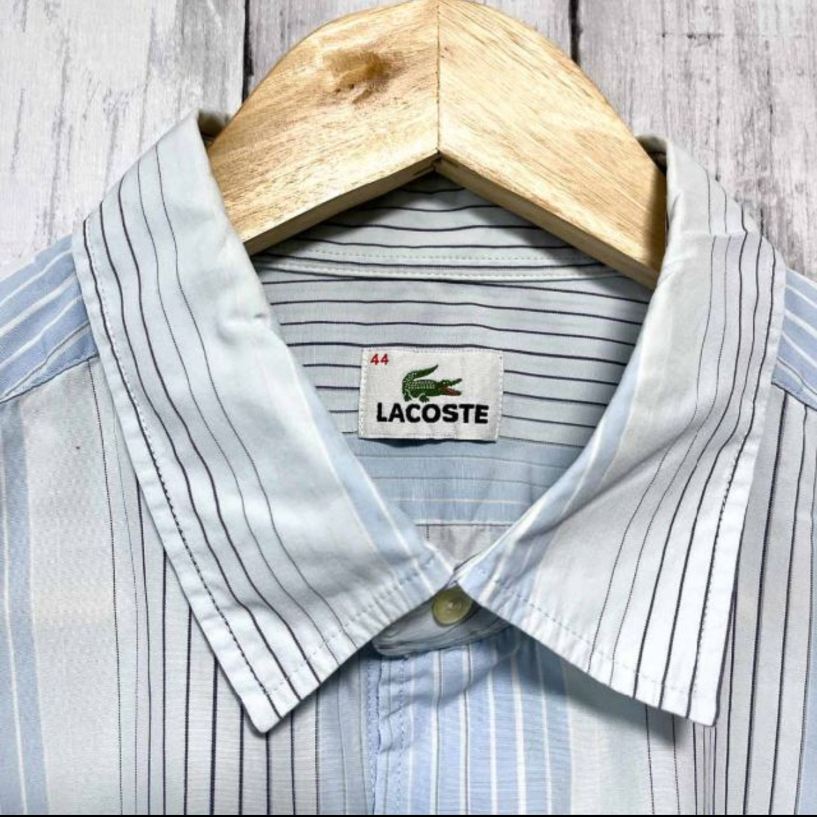 ラコステ LACOSTE 長袖シャツ ストライプシャツ メンズ ワンポイント サイズ44 3XLサイズ 2‐988_画像4