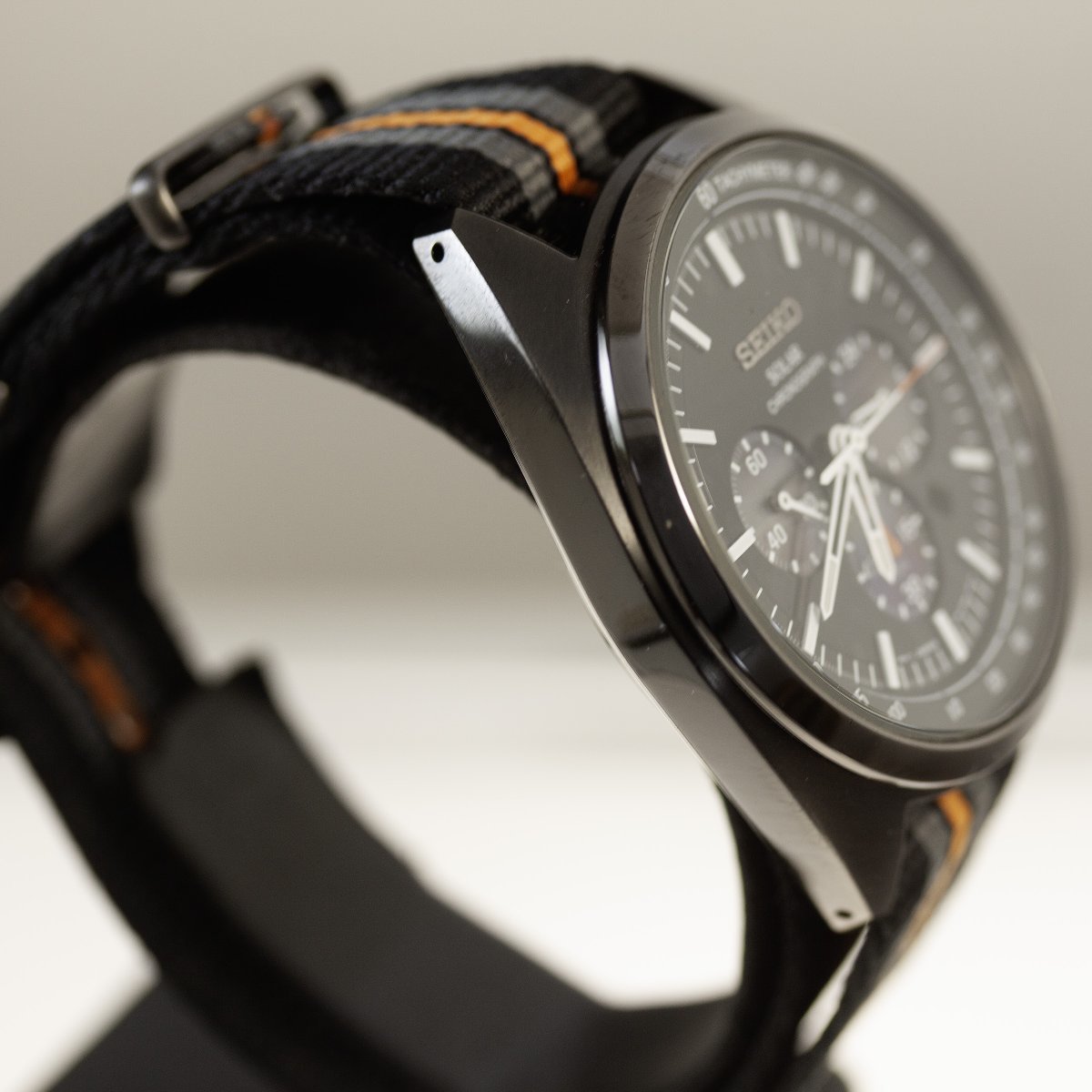 セイコー ソーラー V175-0EN0 SSC669 リクラフト クロノグラフ 黒文字盤 デイト メンズ腕時計 中古美品の画像4