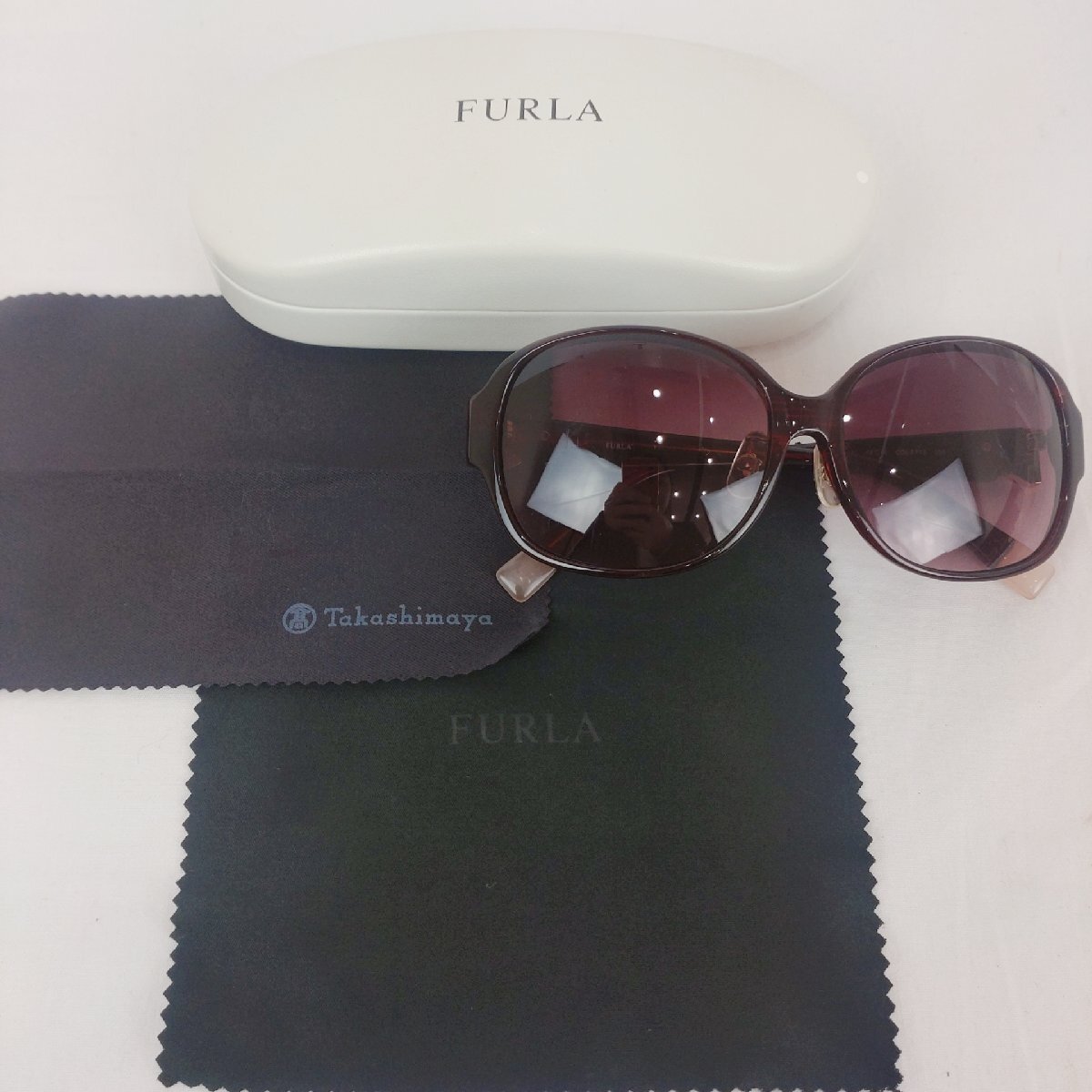 FURLA サングラス SFU014J ブラウン 58□15-135 度無し クロス・ケースあり フルラの画像10