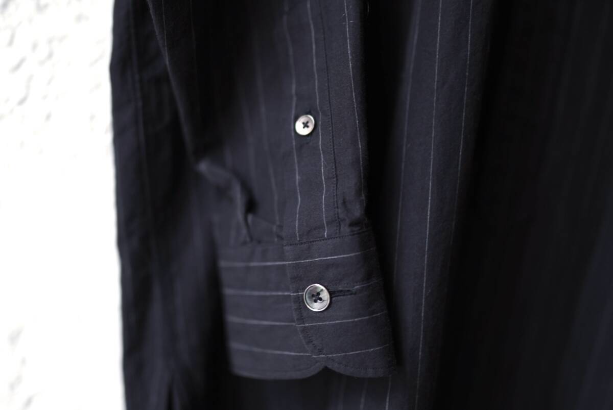 19AW CHALK STRIPE BAND COLLAR SHIRT チョークストライプバンドカラーシャツ / COMOLI(コモリ)_画像6