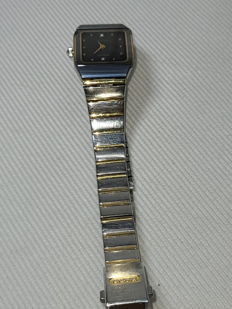 ラドー ダイヤスター 石付 33052623 スクエア グレー文字盤 レディース腕時計 クォーツ不動品 電池無しの画像5