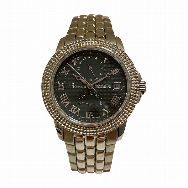 新作揃え 11066円 レ・ジェネヴェ 81005 パワーリザーブ GMT カーディナル 3針+カレンダー