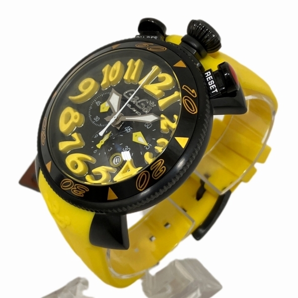 ガガミラノ マヌアーレ MM48 クロノグラフ 6054 クォーツ イエロー 時計 腕時計 メンズ 未使用品☆0203の画像2