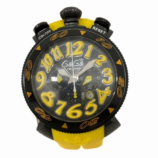 ガガミラノ マヌアーレ MM48 クロノグラフ 6054 クォーツ イエロー 時計 腕時計 メンズ 未使用品☆0203の画像1