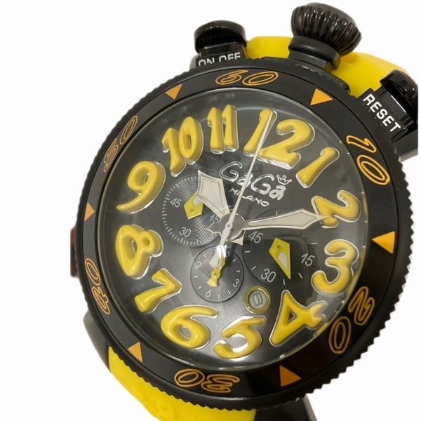 ガガミラノ マヌアーレ MM48 クロノグラフ 6054 クォーツ イエロー 時計 腕時計 メンズ 未使用品☆0203の画像4