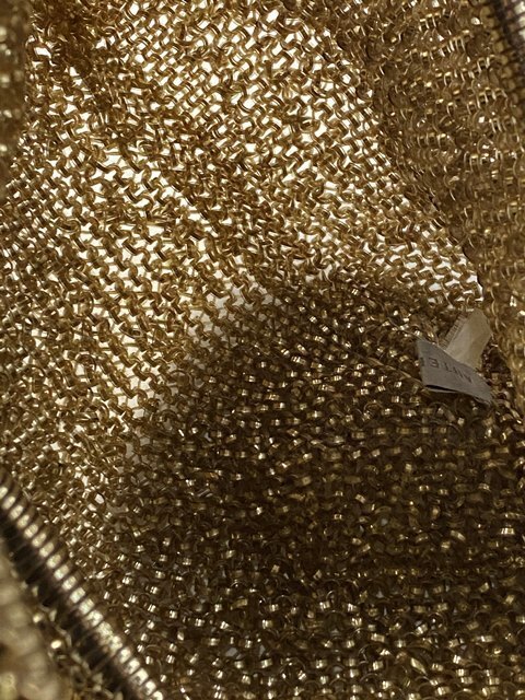 【即決】 ANTEPRIMA アンテプリマ ワイヤーバック ハンドバッグ シャンパンゴールド ビジュー フラワー 金の画像8
