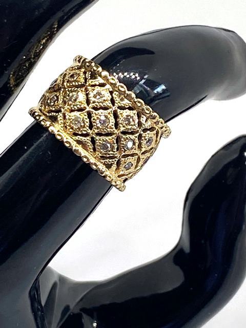 【即決】 50サイズ K18 メレダイヤモンドリング 指輪 D 宝石 ジュエリー アクセサリー イエローゴールド YG デザインリング 7.2ｇの画像6