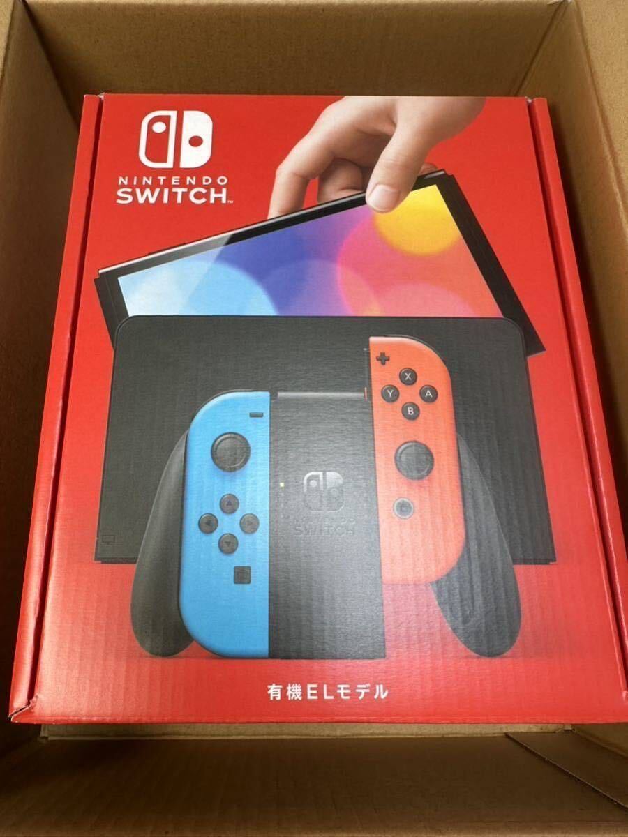 【送料無料】新品未開封 Nintendo Switch 有機ELモデル Joy-Con(L) ネオンブルー/(R) ネオンレッドスイッチ 任天堂_画像1