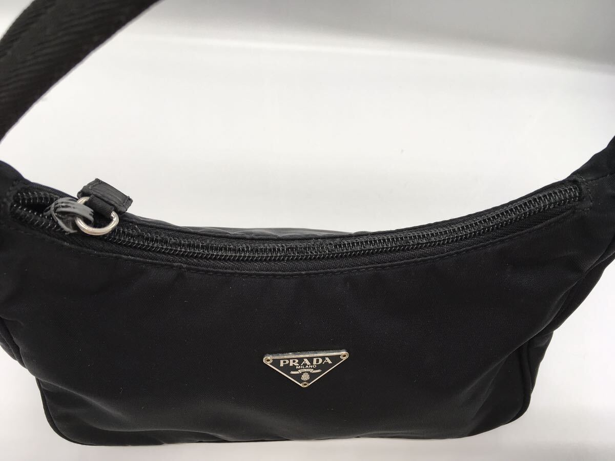 1円【PRADA ポーチ】ミニバッグ プラダ ハンドバッグ ブラック ナイロン アクセサリーポーチ ミニハンドバッグ 黒 バッグ_画像5