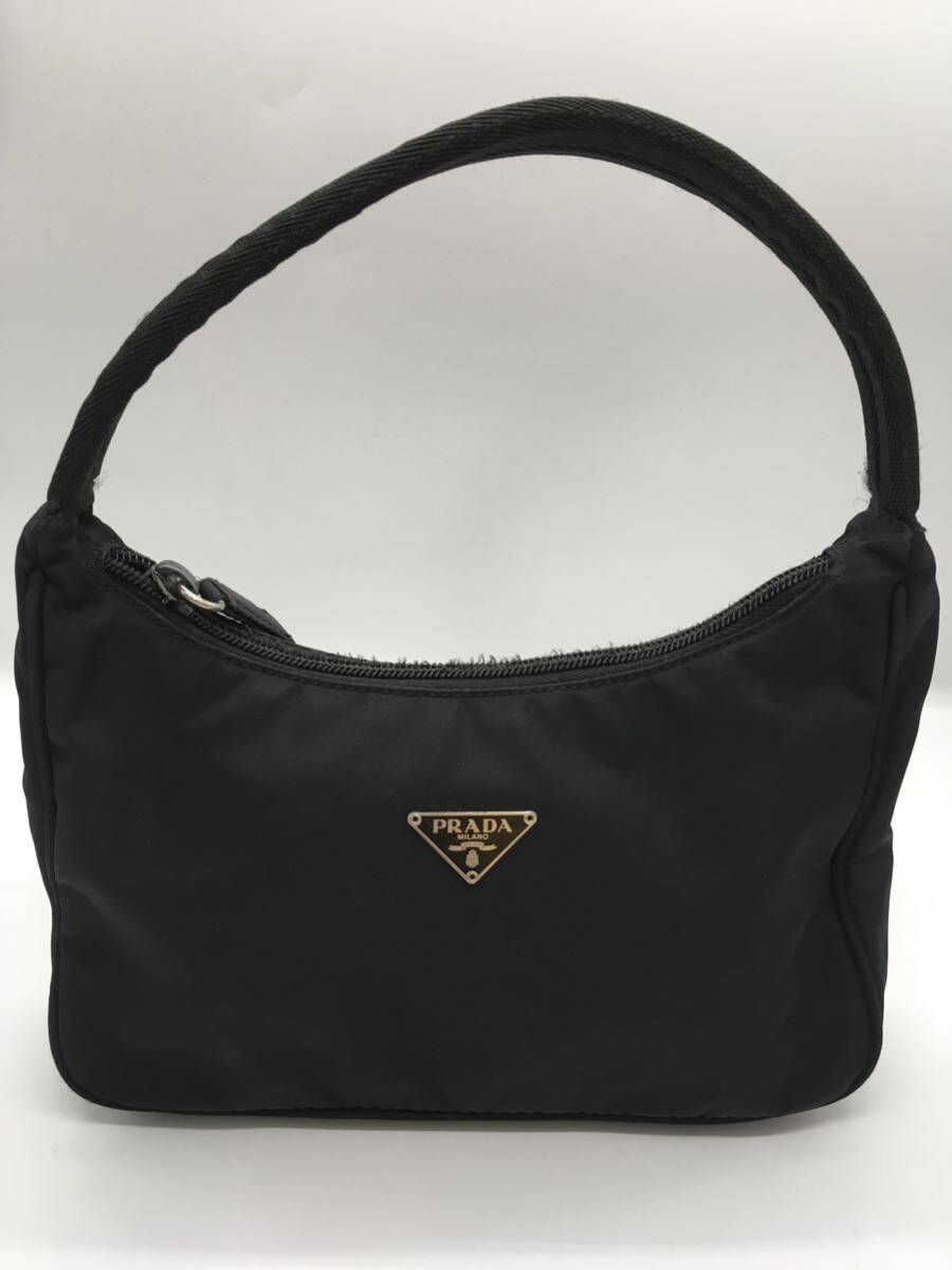 1円【PRADA ポーチ】ミニバッグ プラダ ハンドバッグ ブラック ナイロン アクセサリーポーチ ミニハンドバッグ 黒 バッグ_画像1