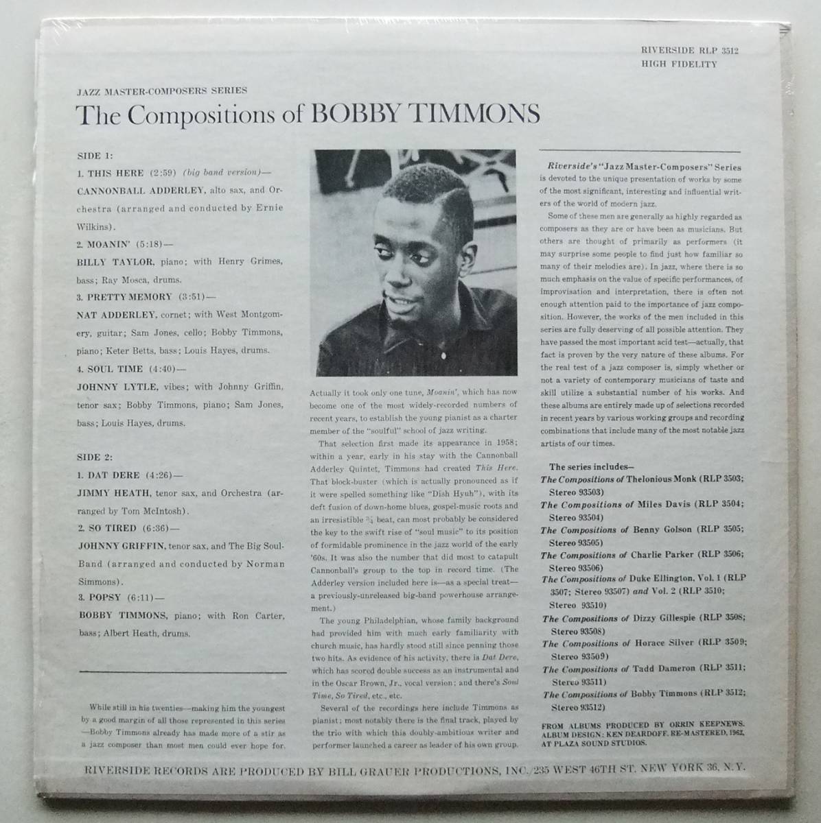 ◆ The Compositions of BOBBY TIMMONS ◆ Riverside RLP 3512 (blue:BGP) ◆_画像2