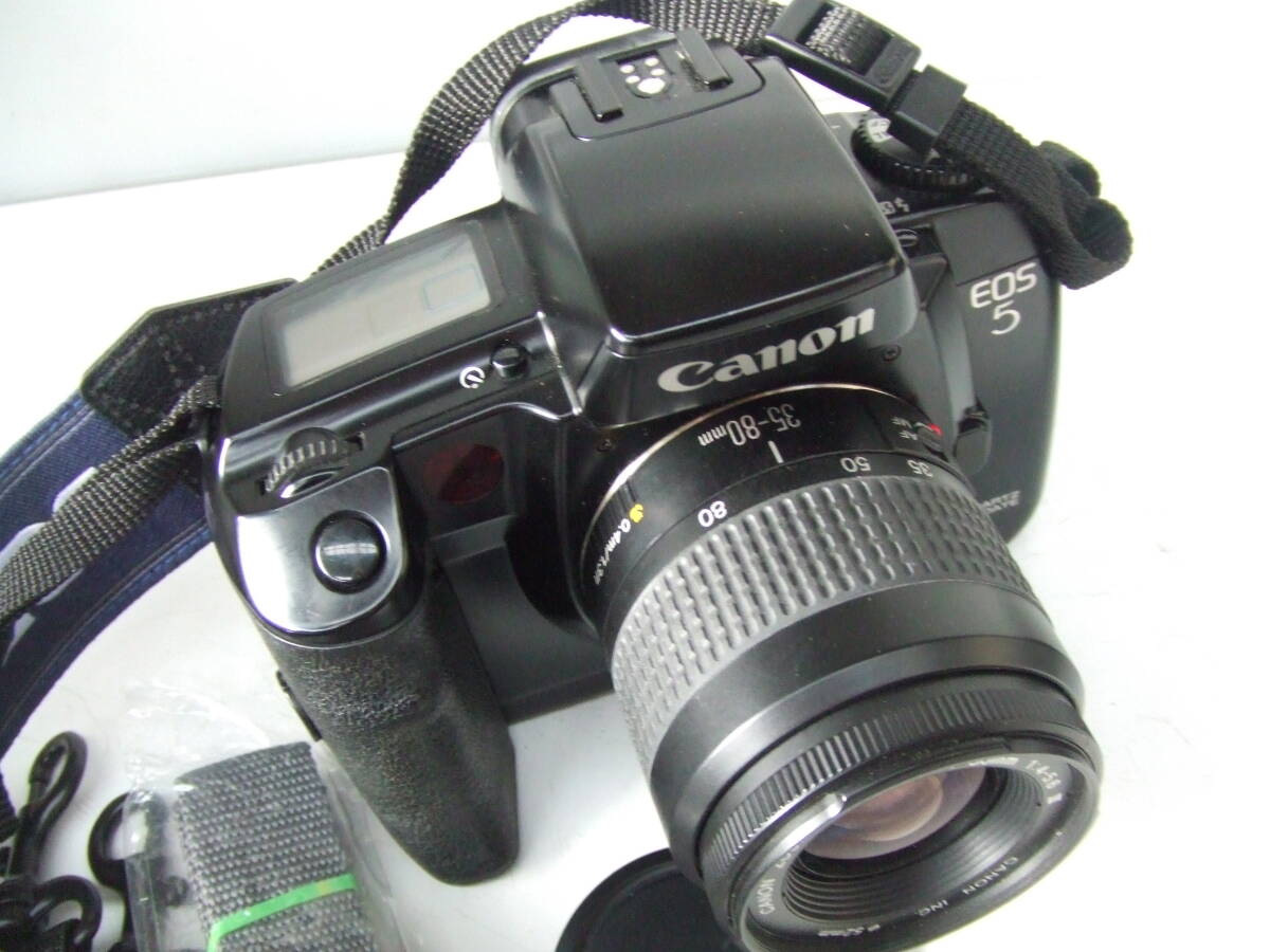 キャノン EOS 5 ジャンク扱い フィルムカメラ ZOOM レンズ EF 35-80㎜/75-300㎜ レンズフード ET-60 未確認の現状品_画像3