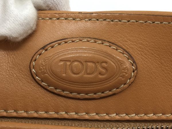 美品 TOD'S トッズ トートバッグ レザー レディース オレンジ/ベージュ系 保存袋付きの画像9
