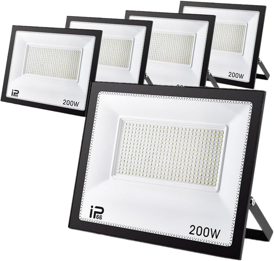 200W 5台セット  IP66防水 LED 投光器 作業灯26000LM 2600W相当 フラッドライト 省エネ 高輝度 アース付きプラグ PSE適合 1.8Mコード の画像1