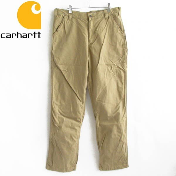 美品 carhartt カーハート リラックスフィット ワークパンツ ベージュ系 36×34 ビッグサイズ 102291-253 D149-25-0010XV