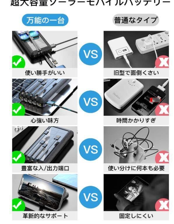 モバイルバッテリー ソーラー 30000mAh 大容量充電器 4台同時充電 PSE認証済　発送無料_画像6