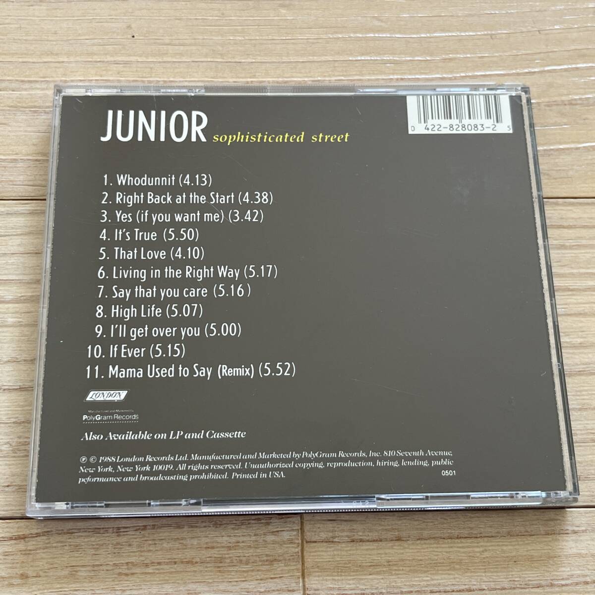 【US盤/CD/London Records/828 083-2/88年盤】Junior / Sophisticated Street ................................. //Soul,Funk,Dance-pop//_画像3