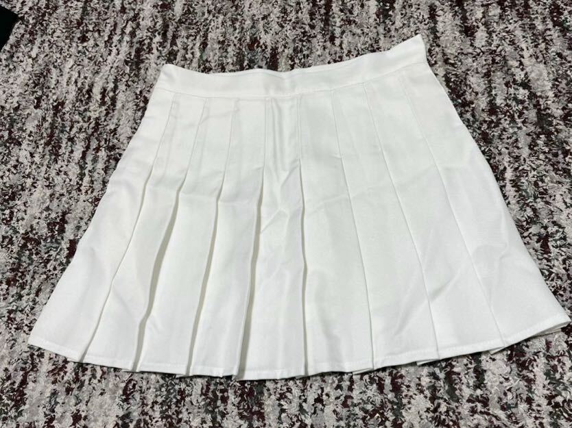 ミニ プリーツスカート Aライン 　ホワイト　白　Ｍサイズ相当　真っ白_画像1